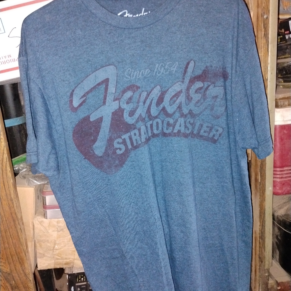 Fender Stratocaster Since 1954 BLUE Htaphic T-shirt Size L